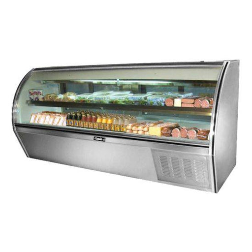 Leader Refrigeration ERCD96 96" Curved Glass Counter Deli Display Case with 6 Doors and 1 Shelf - Top Restaurant Supplies