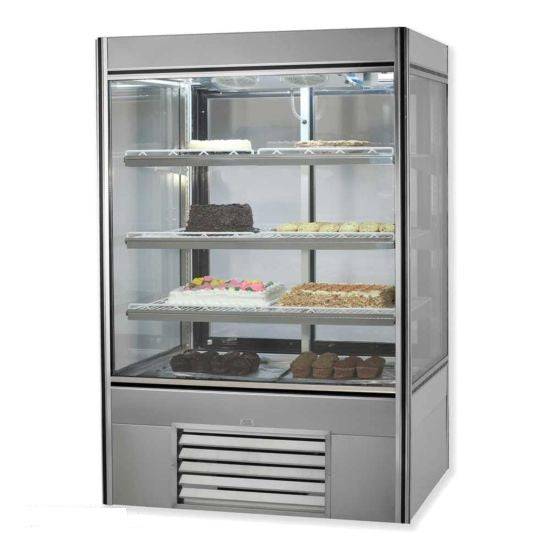 Leader Refrigeration NPS48DS-D 48" Dry Non-Refrigerated Four View Glass Display Case, Double Swing Door and 4 X 2 Shelves - Top Restaurant Supplies