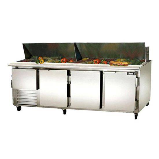 Leader Refrigeration LM96 96" Sandwich Prep Table Cooler, 3 1/2 Door and 3 Shelves - Top Restaurant Supplies