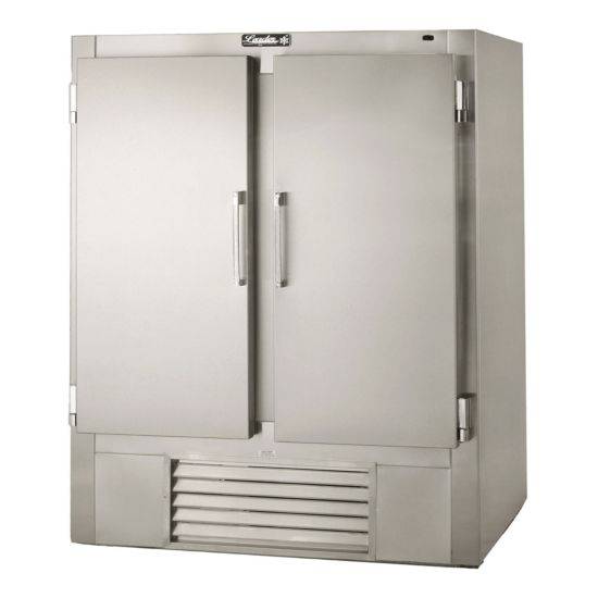 Leader Refrigeration ESLR54 54" Double Solid Door Reach-In Cooler with 4 X 2 Shelves - Top Restaurant Supplies