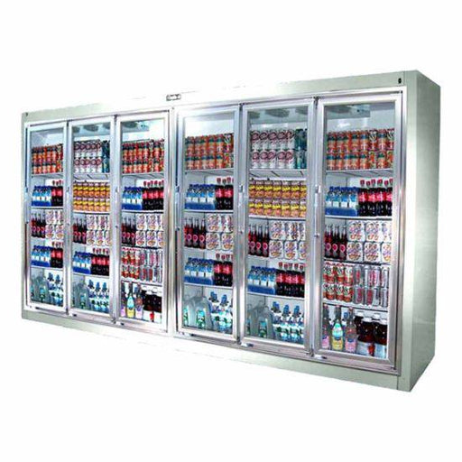 Leader Refrigeration PS154R 154" 6 Remote Swing Glass Door Soda Case - Top Restaurant Supplies