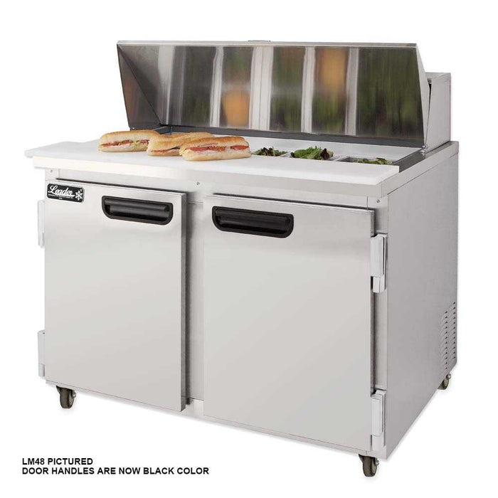 Leader LM84 Mega Top Bain Marie / Sandwich & Salad Refrigerated Prep Table with 2 Full & 1 Half Door, 84"-  TOP RESTAURANT SUPPLIES