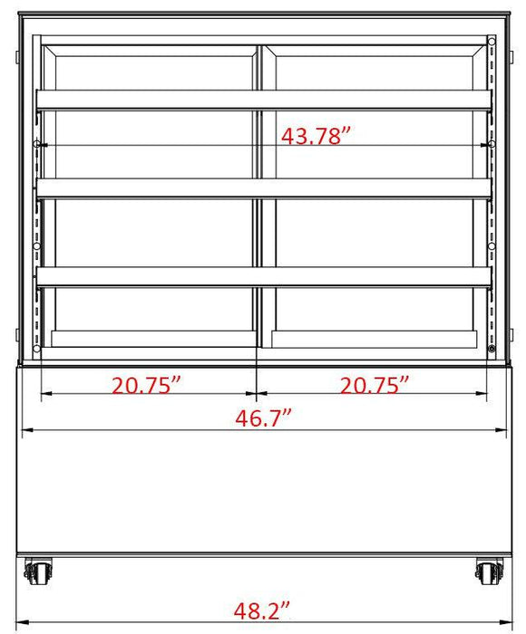 Marchia MBT48-ST 48" High Straight Glass Refrigerated Bakery Display Case, 3 Shelved - Top Restaurant Supplies