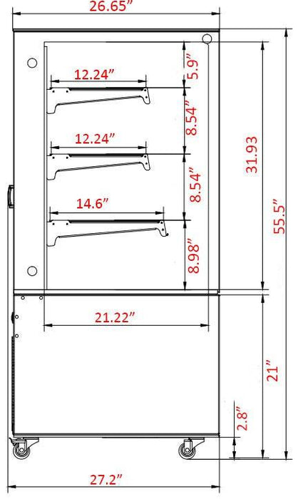 Marchia MBT48-ST 48" High Straight Glass Refrigerated Bakery Display Case, 3 Shelved - Top Restaurant Supplies