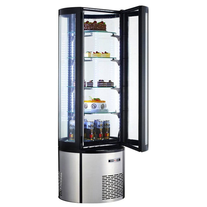 Marchia MVSR400 Refrigerated 69" Vertical Curved Glass Cake Display Case - Top Restaurant Supplies