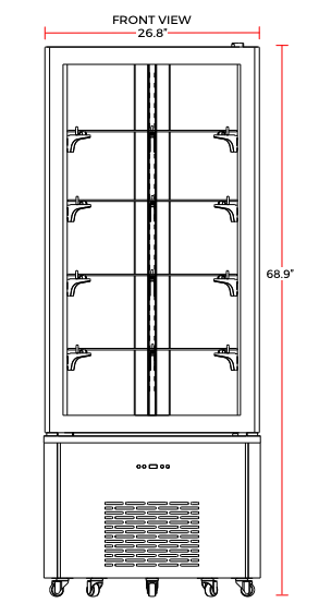 Marchia MVSR400 Refrigerated 69" Vertical Curved Glass Cake Display Case - Top Restaurant Supplies