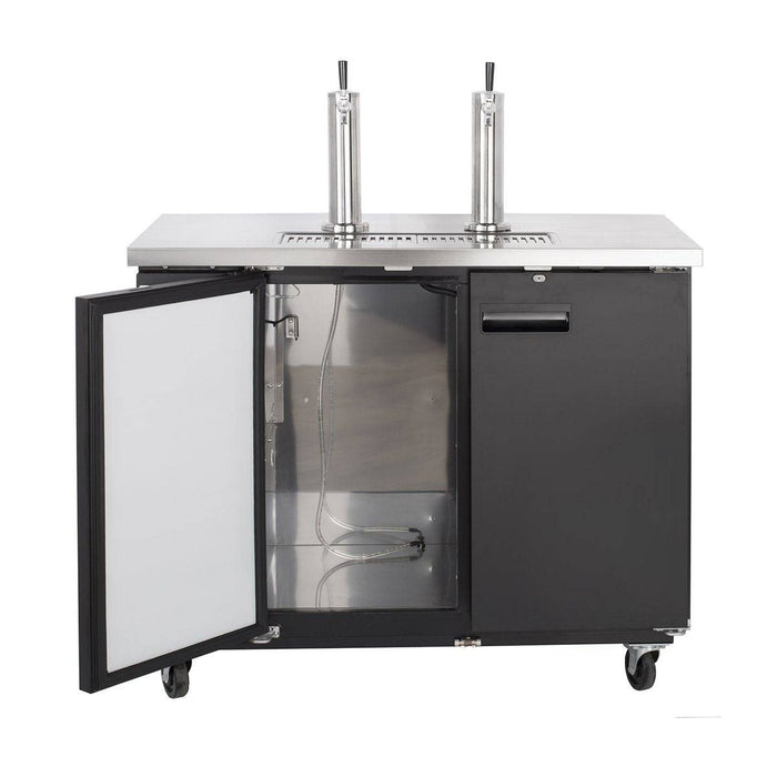 MXBD48-2BHC Maxx Cold Two Keg, Two Tower Beer Dispenser, Black, 48” Wide - Top Restaurant Supplies