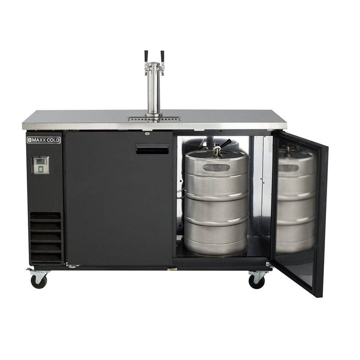 MXBD60-1B Maxx Cold Two Keg, One Tower Beer Dispenser, Black, 60” Wide - Top Restaurant Supplies