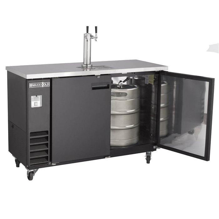 MXBD60-1B Maxx Cold Two Keg, One Tower Beer Dispenser, Black, 60” Wide - Top Restaurant Supplies