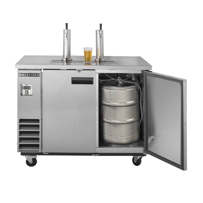 MXBD60-2SHC Maxx Cold Two Keg, Two Tower Beer Dispenser, Stainless Steel, 60” Wide - Top Restaurant Supplies