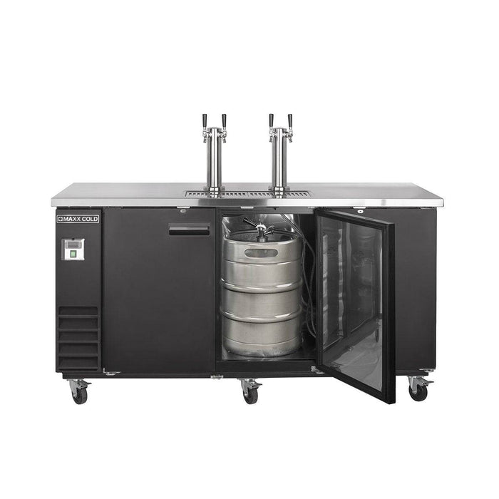 MXBD72-2BHC Maxx Cold Three Keg, Two Tower Beer Dispenser, Black, 72” Wide - Top Restaurant Supplies