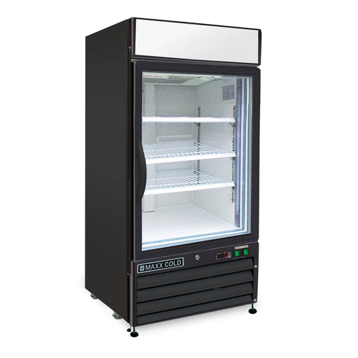 MXM1-12FBHC Maxx Cold Single Door, Glass Door Freezer Merchandiser, Black, 12 Cu ft - Top Restaurant Supplies