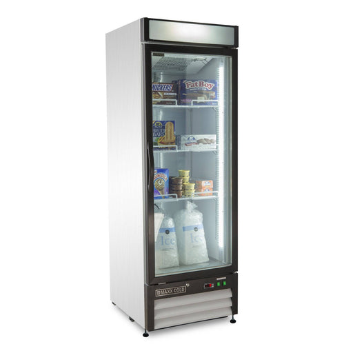 MXM1-16FHC Maxx Cold Single Door, Glass Door Freezer Merchandiser, White, 16 Cu ft - Top Restaurant Supplies