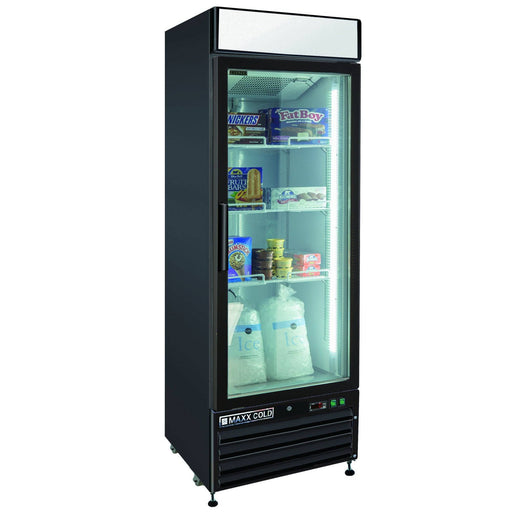 MXM1-23FBHC Maxx Cold Single Door, Glass Door Freezer Merchandiser, Black, 23 Cu ft - Top Restaurant Supplies