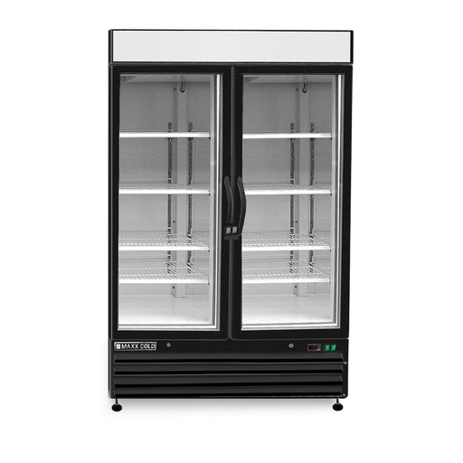 MXM2-48FBHC Maxx Cold Double Door, Glass Door Freezer Merchandiser, Black, 48 Cu ft - Top Restaurant Supplies