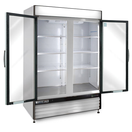 MXM2-48FHC Maxx Cold Double Door, Glass Door Freezer Merchandiser, White, 48 Cu ft - Top Restaurant Supplies