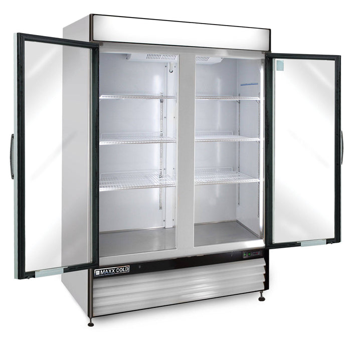 MXM2-48FHC Maxx Cold Double Door, Glass Door Freezer Merchandiser, White, 48 Cu ft - Top Restaurant Supplies