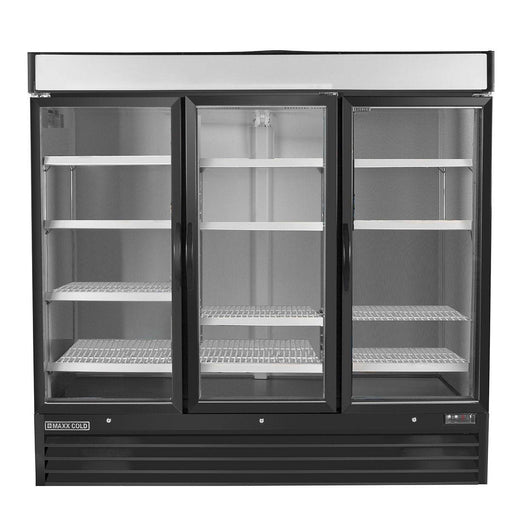 MXM3-72FBHC Maxx Cold Triple Door, Glass Door Freezer Merchandiser, Black, 72 Cu ft - Top Restaurant Supplies