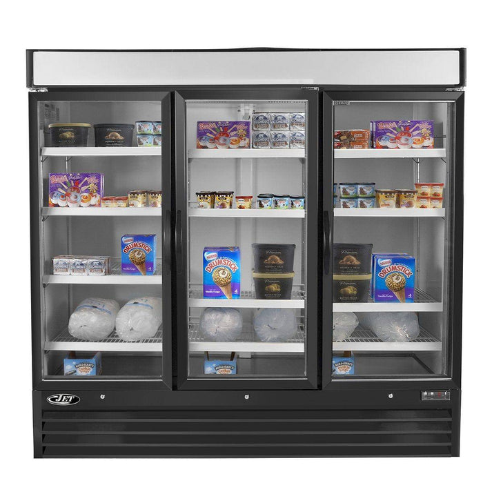 MXM3-72FBHC Maxx Cold Triple Door, Glass Door Freezer Merchandiser, Black, 72 Cu ft - Top Restaurant Supplies