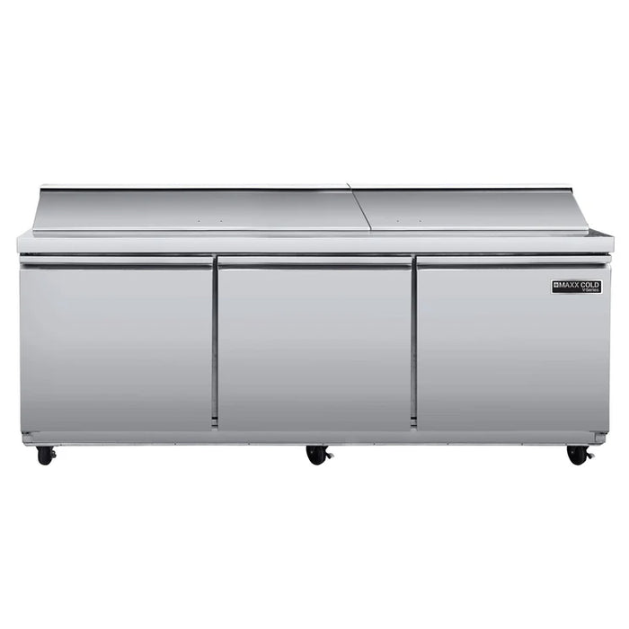 Maxx Cold MVR72SHC V-Series 3 Door Refrigerated Sandwich and Salad Prep Station, 72"W, 20.5 cu ft, in Stainless Steel