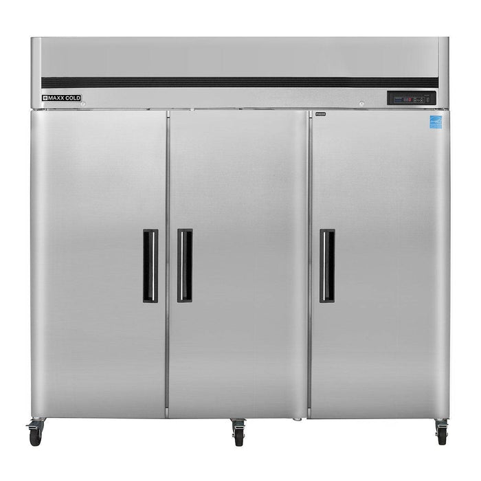 MCFT-72FDHC Maxx Cold Triple Door, Solid Door Reach-In Freezer, Top Mount, 72 Cu ft - Top Restaurant Supplies