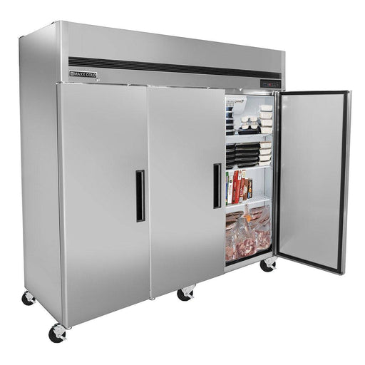 MCFT-72FDHC Maxx Cold Triple Door, Solid Door Reach-In Freezer, Top Mount, 72 Cu ft - Top Restaurant Supplies