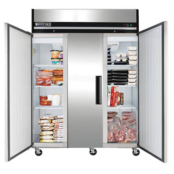 MXCF-72FDHC Maxx Cold Triple Door, Solid Door Reach-In Freezer, Top Mount, 72 Cu ft - Top Restaurant Supplies