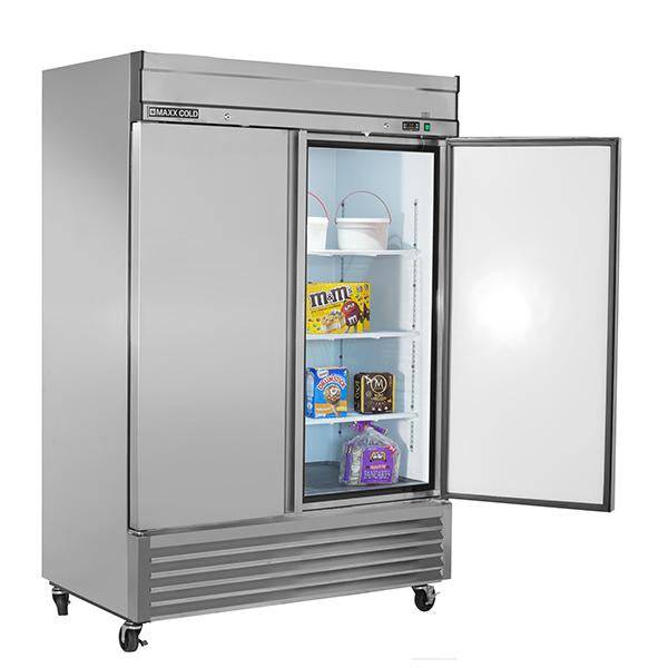 MXSF-49FDHC Maxx Cold Double Door, Solid Door Reach-In Freezer, Bottom Mount, 49 Cu ft - Top Restaurant Supplies