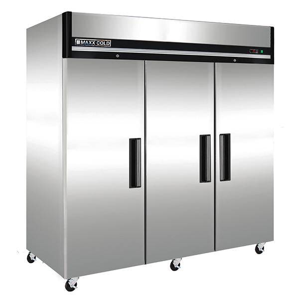 MXCR-72FDHC Maxx Cold Triple Door, Solid Door Reach-In Refrigerator, Top Mount, 72 Cu ft - Top Restaurant Supplies