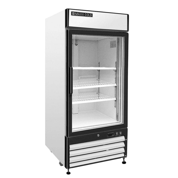 MXM1-16RHC Maxx Cold Single Door, Glass Door Refrigerator Merchandiser, White, 16 Cu ft - Top Restaurant Supplies