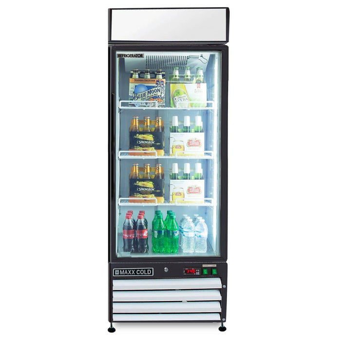 MXM1-16RHC Maxx Cold Single Door, Glass Door Refrigerator Merchandiser, White, 16 Cu ft - Top Restaurant Supplies