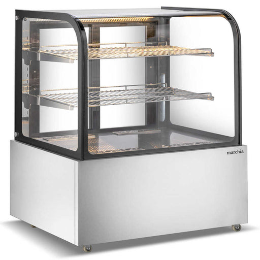 Marchia MH48 Stainless Steel Curved Glass Heated Display Warming Case, 48" - Toprestaurantsupplies.com