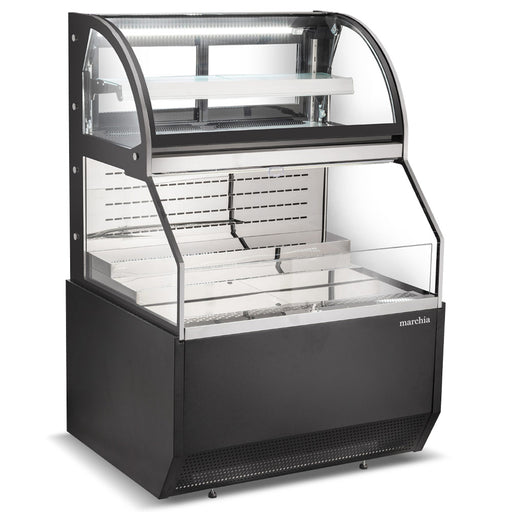 Marchia MSTAR36 Black Dual Service Open Air Display Case Merchandiser,  36"-  toprestaurantsupplies.com