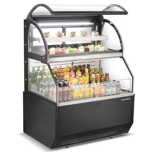 Marchia MSTAR36 Black Dual Service Open Air Display Case Merchandiser,  36"-  toprestaurantsupplies.com