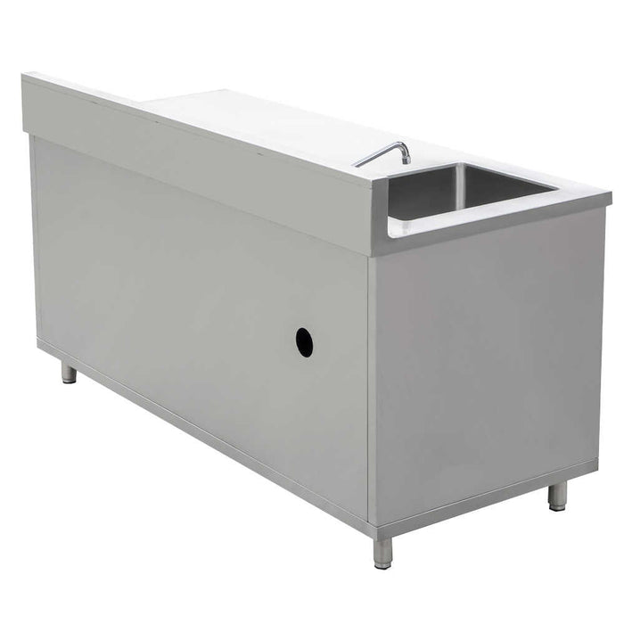 Prepline PCST-3072 - Stainless Steel Enclosed Base Work Table with Sink and Sliding Doors - 30"D x 72" L - Top Restaurant Supplies