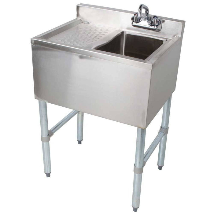 Prepline PBAR1B24-L 24" S/S 1 Comp Bar Sink with 3" Backsplash with Left Drainboard - Top Restaurant Supplies