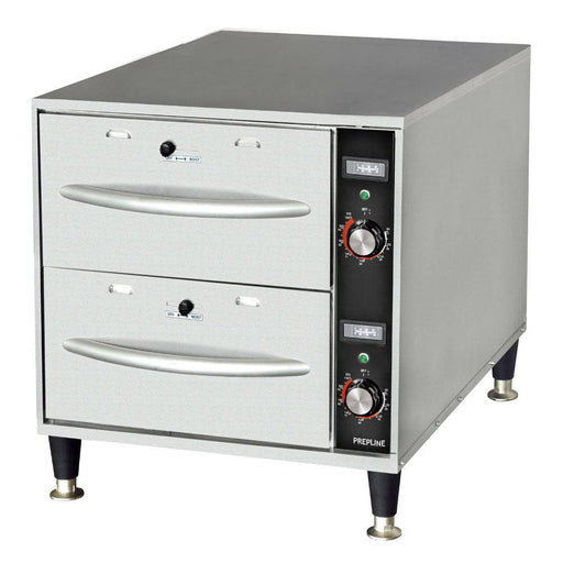 Prepline DW2N Double Narrow Freestanding Stainless Steel Drawer Warmer- 900W, 120V - Top Restaurant Supplies