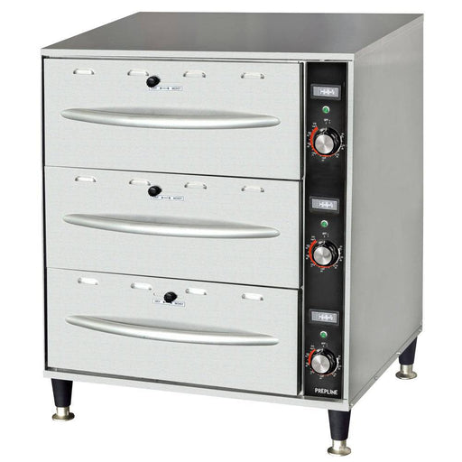 Prepline DW3 Triple Freestanding Stainless Steel Drawer Warmer- 1350W, 120V - Top Restaurant Supplies