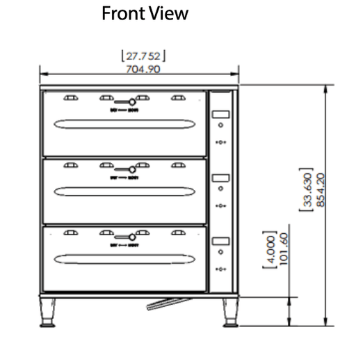 Prepline DW3 Triple Freestanding Stainless Steel Drawer Warmer- 1350W, 120V - Top Restaurant Supplies