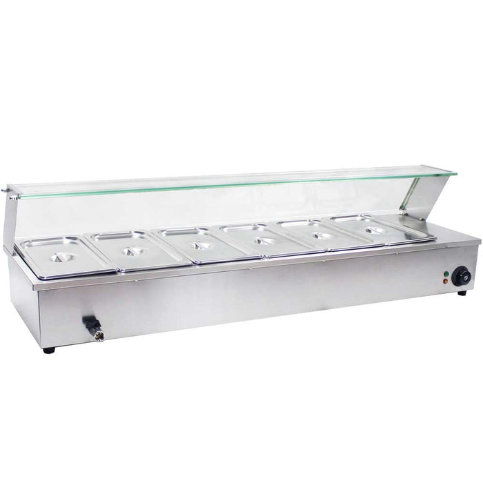 Prepline BM6 48" Countertop Steam Table 6-Pan Bain Marie Food Warmer - Top Restaurant Supplies