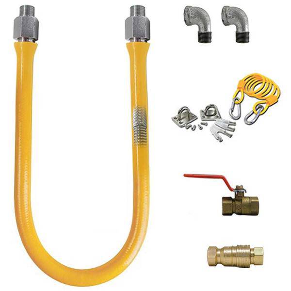 Prepline P-EFGC-034-36 3/4" x 36" Gas Hose Connector Kit with Quick Disconnect | NSF - Top Restaurant Supplies