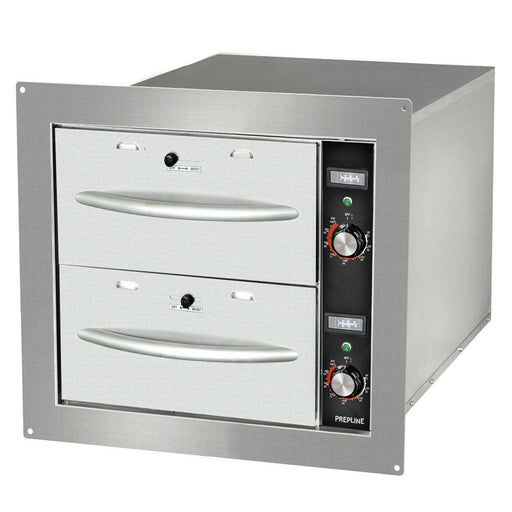 Prepline BDW2N Double Narrow Built-in Stainless Steel Drawer Warmer- 900W, 120V - Top Restaurant Supplies