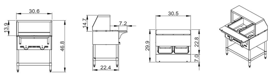 Prepline GST-2OW 30.6" Two Pan Gas Steam Table with Undershelf, Open Well - Top Restaurant Supplies