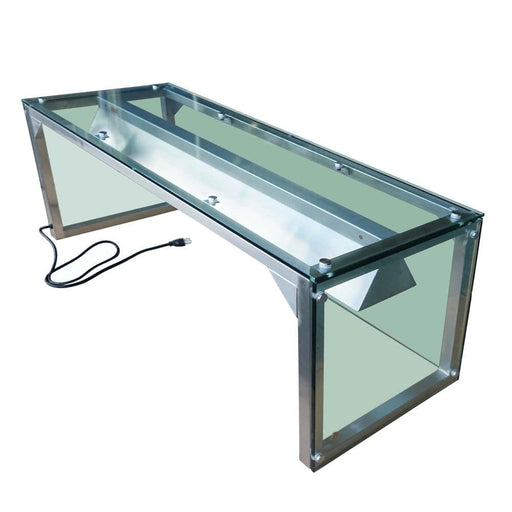 Prepline PSG-LT-60 60" Glass Sneeze Guard with Lamp Bulb for Steam Table - Top Restaurant Supplies