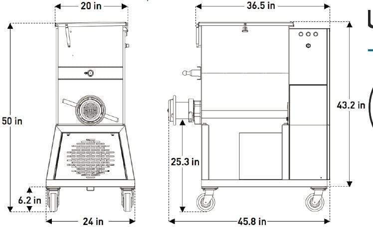 Pro-Cut KMG-32 Mixer Grinder, 7.5 HP, 220V, 3 Phase - Top Restaurant Supplies