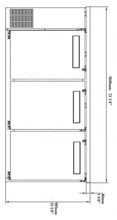 SABA SBB-24-72B 72" Three Door Back Bar Cooler (Black) - Top Restaurant Supplies