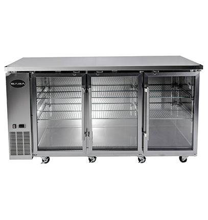 SABA SBB-24-72GSS 72" Three Glass Door Stainless Steel Back Bar Cooler - Top Restaurant Supplies