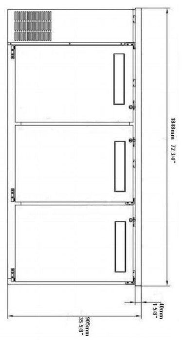 SABA SBB-24-72SS 72" Three Door Stainless Steel Back Bar Cooler - Top Restaurant Supplies