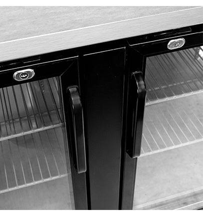 SABA SBB-27-58G 58" Two Glass Door Back Bar Cooler (Black) - Top Restaurant Supplies