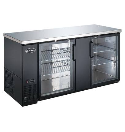 SABA SBB-27-69G 69" Two Glass Door Back Bar Cooler (Black) - Top Restaurant Supplies